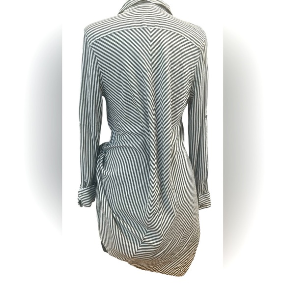 Max Studio Black and White Striped Button Down Shirt - Picture 5 of 6
